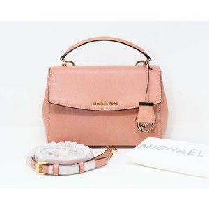 MICHAEL KORS AVA Small Top Handle Satchel Peach Saffiano Leather NWT $268